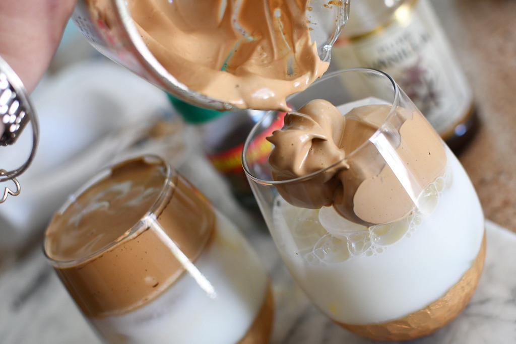 pouring whipped coffee